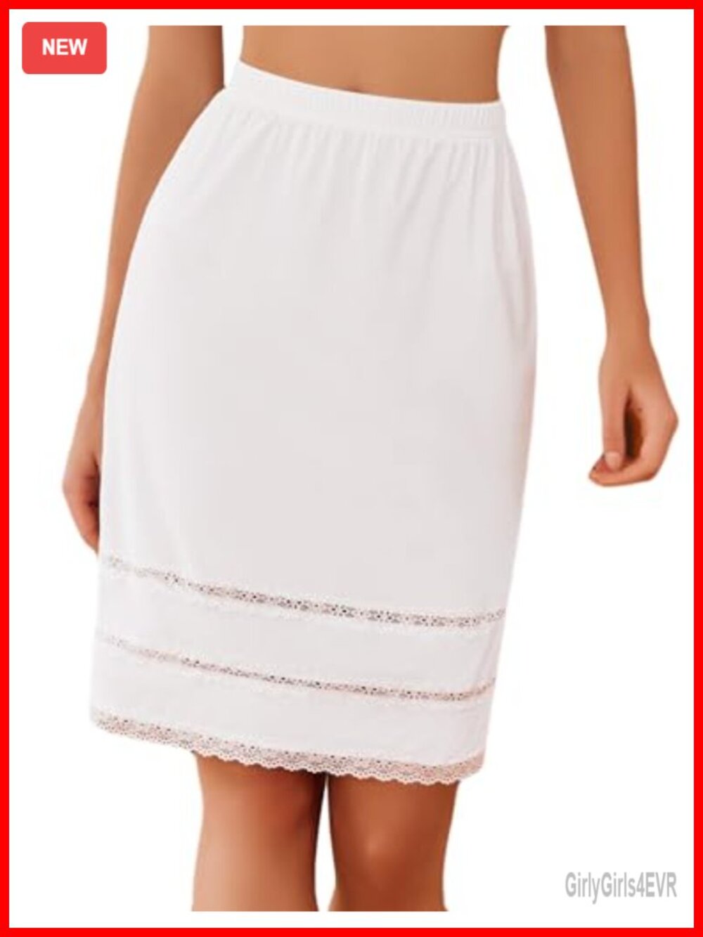 Half Slip Underskirt Dress Extender Lace Trim Knee Length